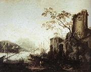 Salvator Rosa Seascape with Towers oil